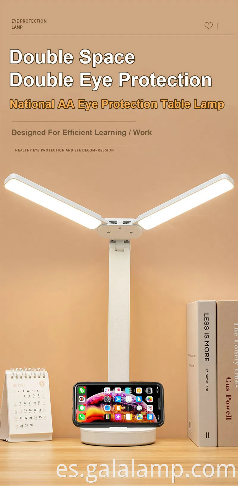 Lámpara de escritorio plegable plegable de control táctil inteligente para la oficina en casa